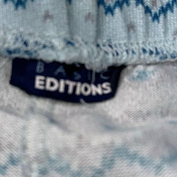 Cozy Blue Patterned Womens Lounge Pants With Elastic Waistband - Basic Editions - Picture 3 of 7